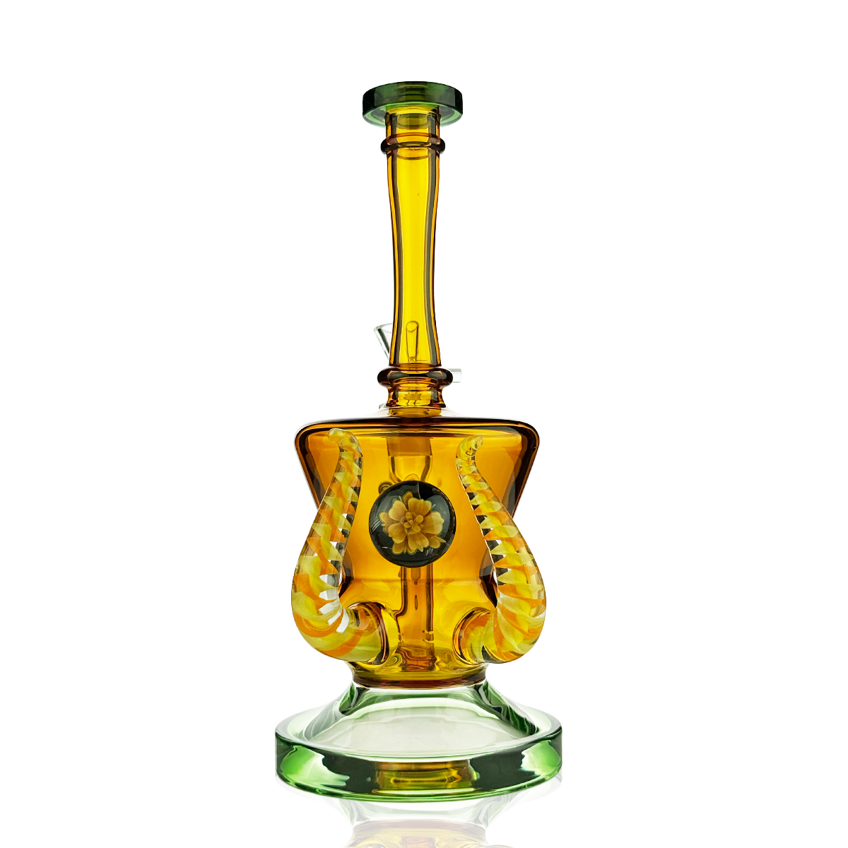 10" Double Horn Water Pipe | Locket Design | 14mm Male Bowl