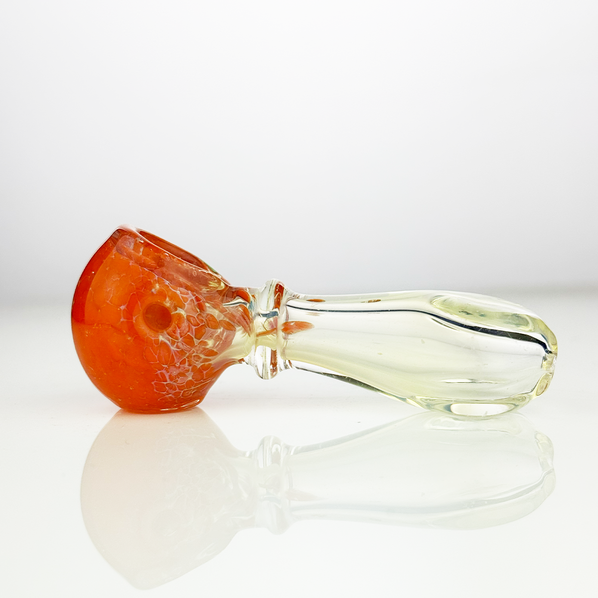 2.5" Silver Fume Double Glass Hand Pipe Spoon