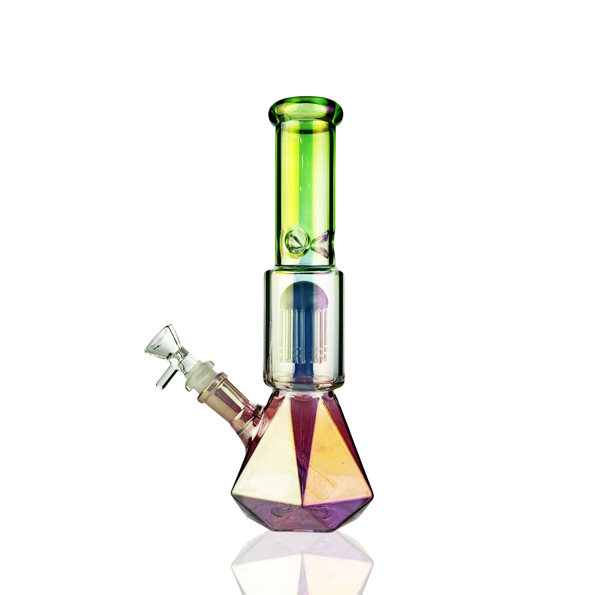 10" Diamond Beaker with Percolator with 14mm Male Bowl