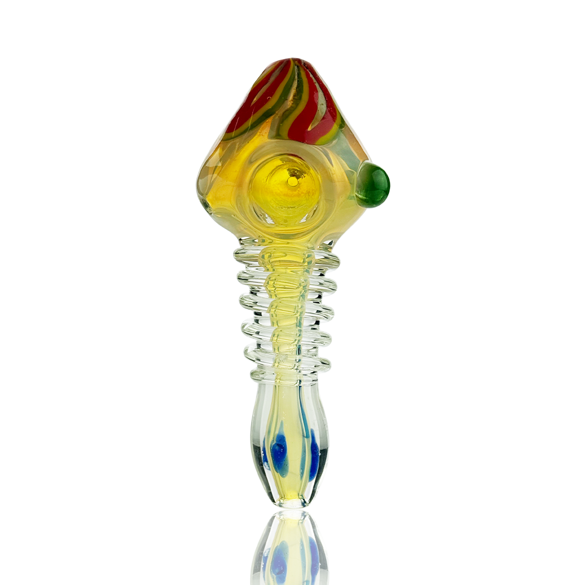 4.5" Sliver Fume Hand Pipe Spoon with Rasta Head Lines