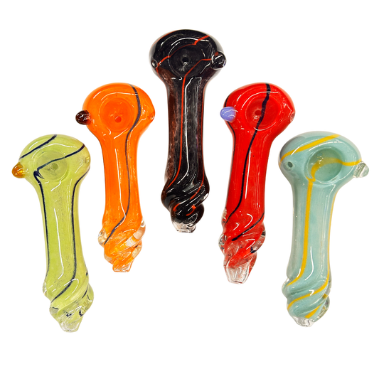 4.5" Hand Pipe with Color Frit Art with Twisted Mouth