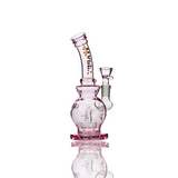 7" Happy Fumes Glass Pink Ice Punch Design Water Pipe with 14mm Male Bowl