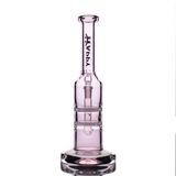 10" HAPPY FUMES GLASS Pink Straight Shooter with Double Honeycomb Perc and 14mm Male Bowl