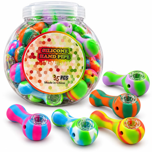 3.5" Silicone Hand Pipe 35pcs/ Jar