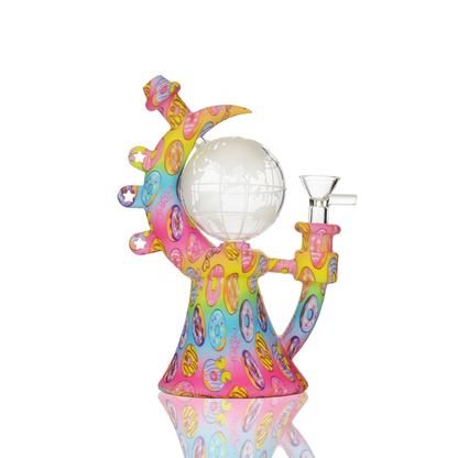 8" Silicone Glass Globe Water Pipe with 14mm Male bowl