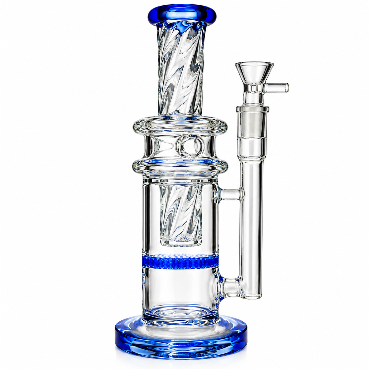12" Honeycomb Twisted Neck Water Pipe with 18mm Male Bowl