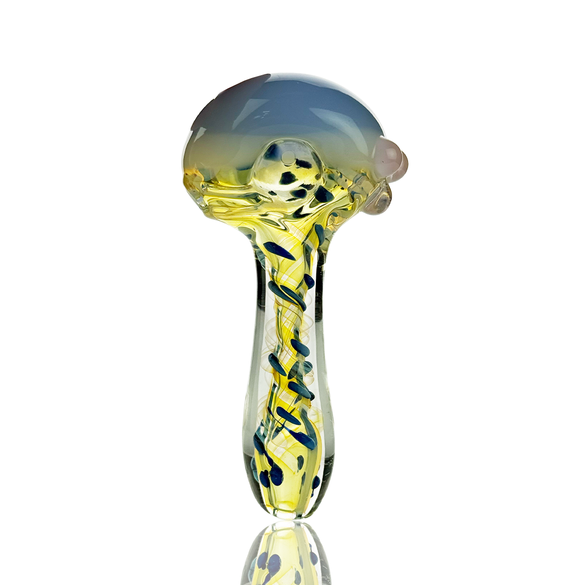 4.5" Hand Pipe Silver Fume Glass Swirling Art