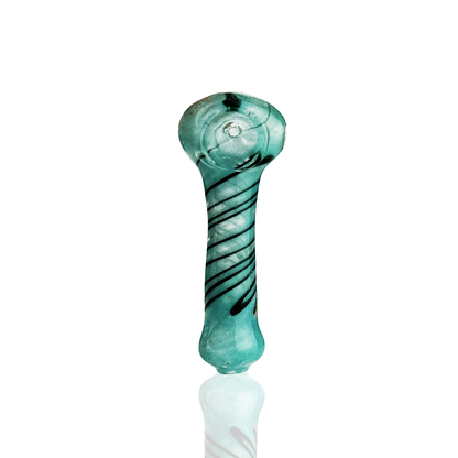 3" Frit Glass Hand Pipe Spoon Spiral Design