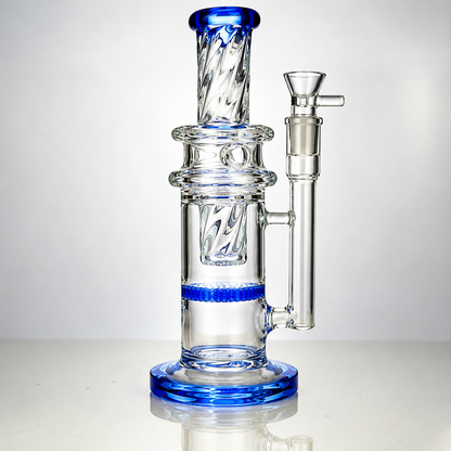 12" Honeycomb Twisted Neck Water Pipe with 18mm Male Bowl