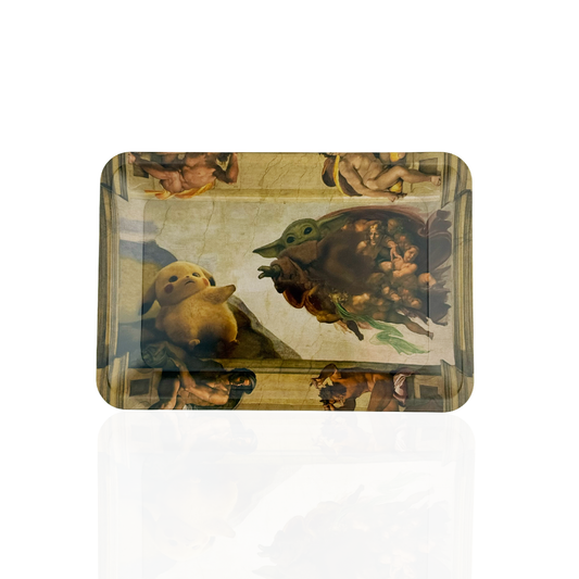 Small Rolling Tray – Yoda & Pikachu Sistine Design | 7in x 5in