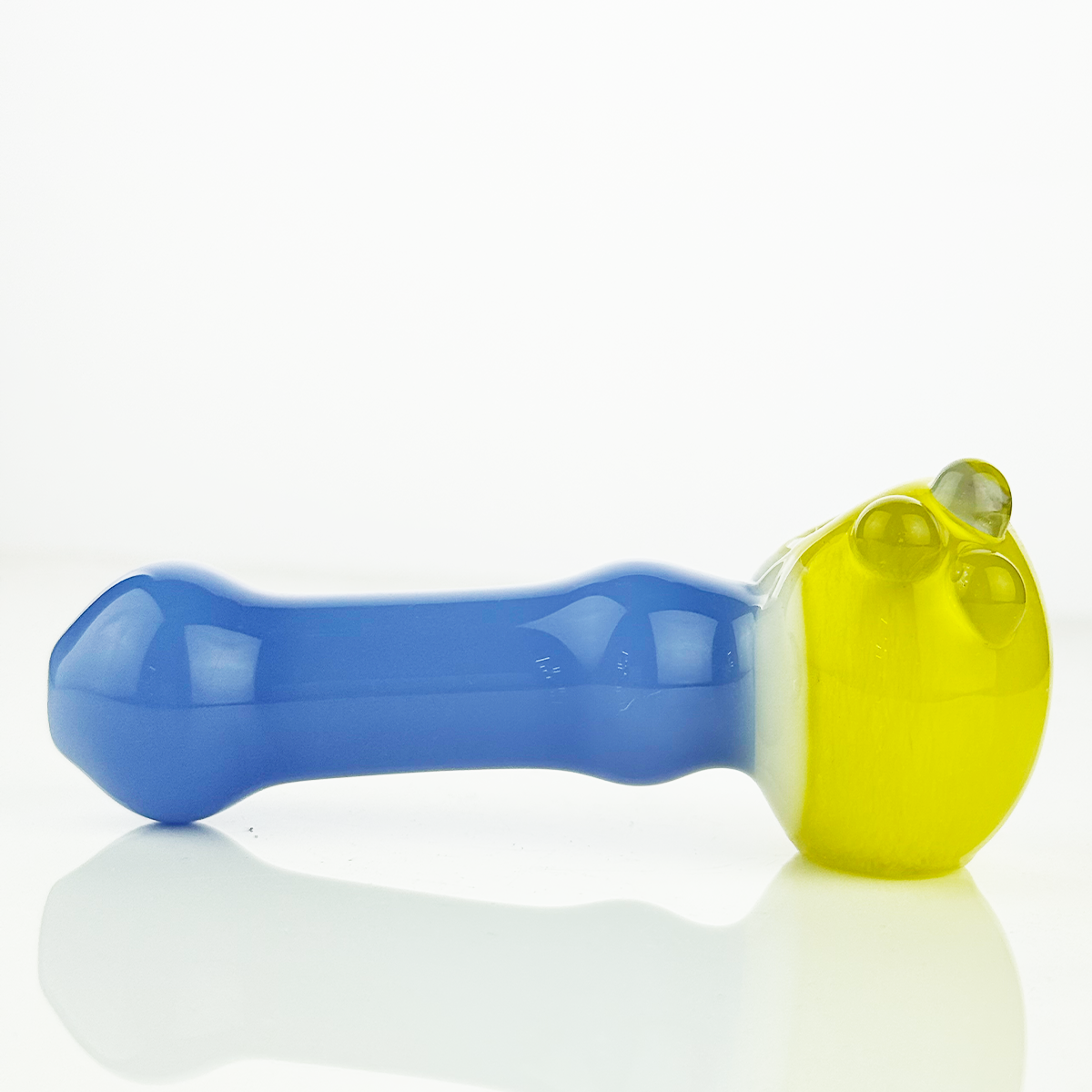 4.5" Color Tube Glass Hand Pipe Spoon with Frit Glass Head