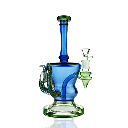 10" Double Horn Water Pipe | Locket Design | 14mm Male Bowl