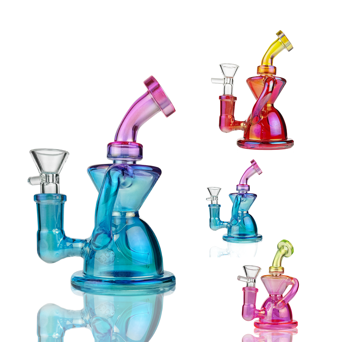 5" Recycler Electro Plated with 14mm Male Bowl