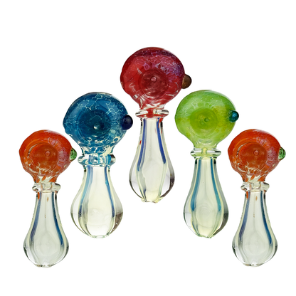 2.5" Silver Fume Double Glass Hand Pipe Spoon