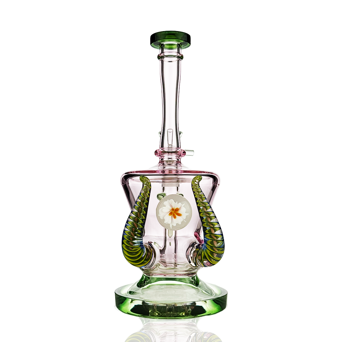 10" Double Horn Water Pipe | Locket Design | 14mm Male Bowl