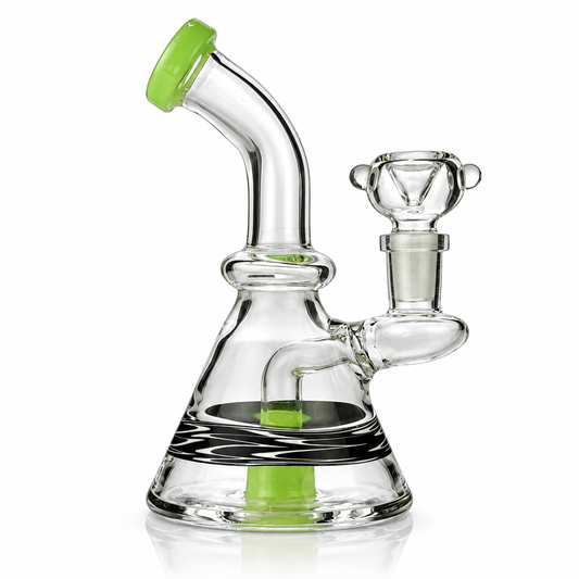 6" Beaker Bong Water Pipe with Slime Color and Shower, 14mm Male Bowl