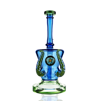 10" Double Horn Water Pipe | Locket Design | 14mm Male Bowl