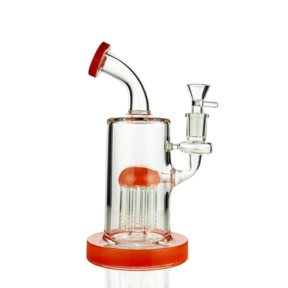 8" Tree Percolator Water Pipe | Rod Color Glass | 14mm Male Bowl