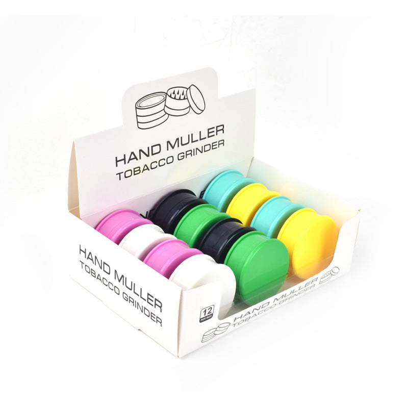 62mm Muller Plastic Grinders in Solid Colors 2 Part- 12 Units per Display