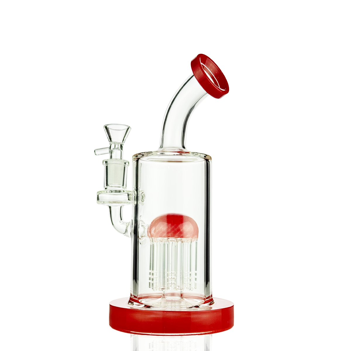 8" Tree Percolator Water Pipe | Rod Color Glass | 14mm Male Bowl