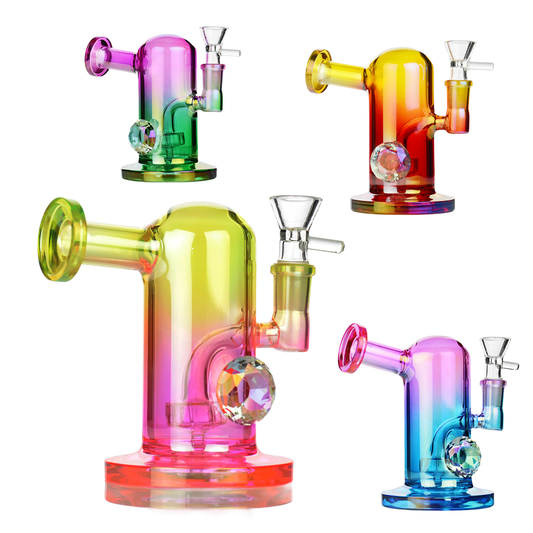 6" Electro Plated Diamond Water Pipe with 14mm Male Bowl