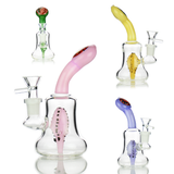 6.5" Water Pipe Bong with Slime Tube Shower and Reversal Mouth Design 14mm Male Bowl