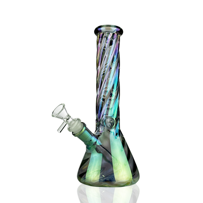 10" Twisted Mouth Beaker with Electroplated with 14mm Male Bowl