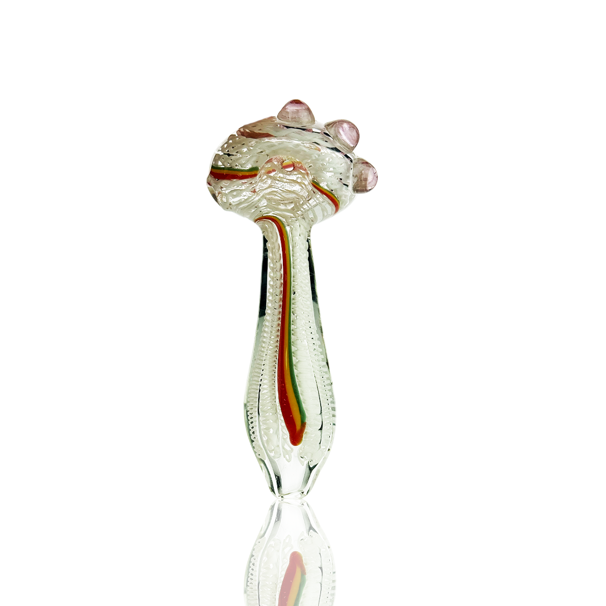 4.5" Hand Pipe Spoon with White Twisting Art