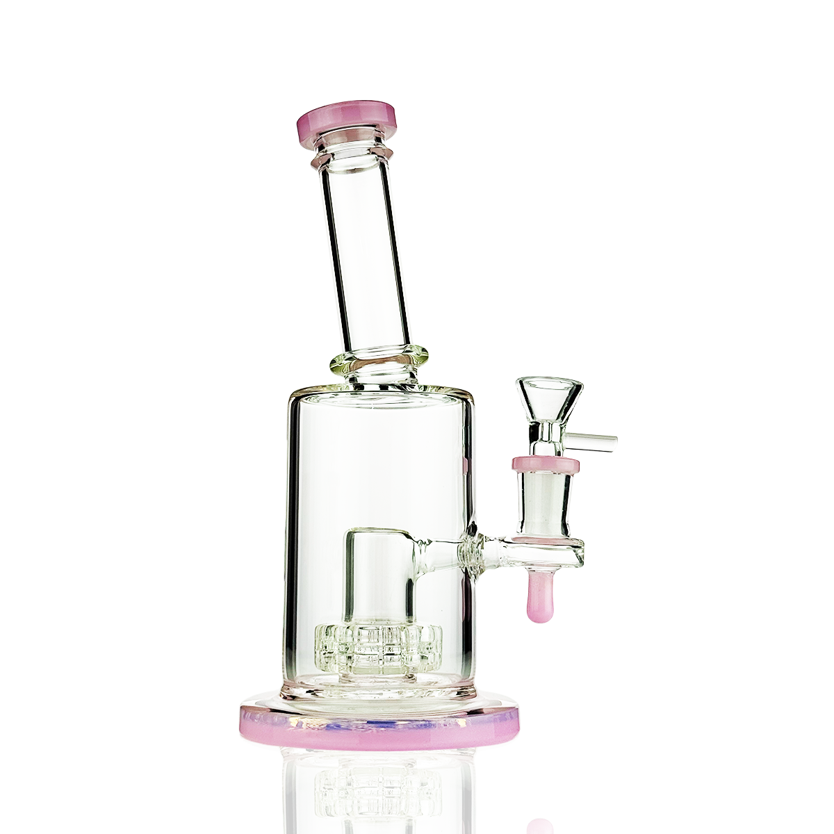 8" Round Shower Water Pipe | Tilt Neck | 14mm Male Bowl