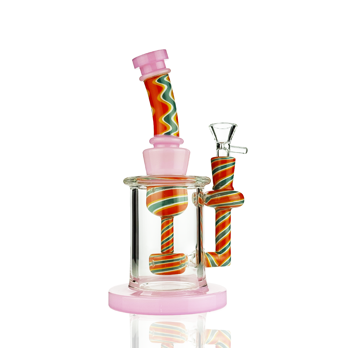 8" Wigwag Water Pipe | Reversal Glass | 14mm Male Bowl