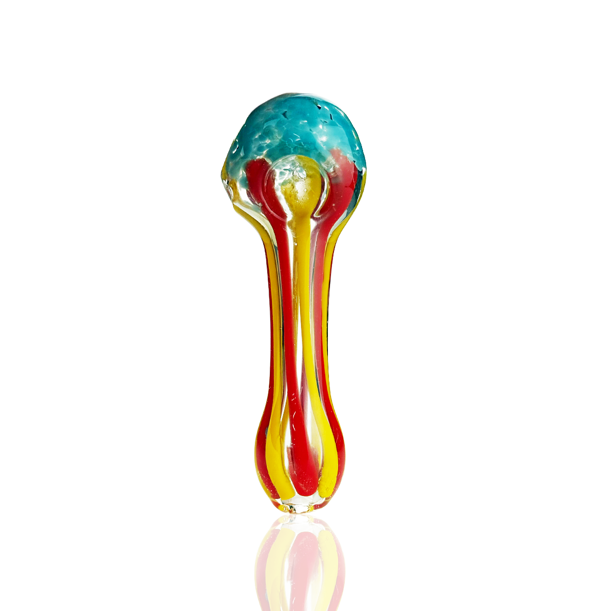 4" Hand Pipe spoon with Fume Glass Frit Head