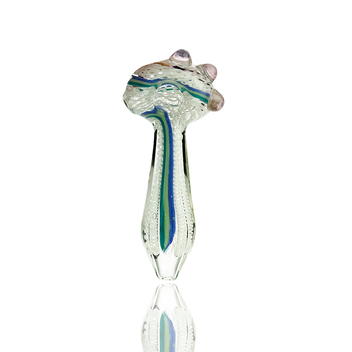 4.5" Hand Pipe Spoon with White Twisting Art