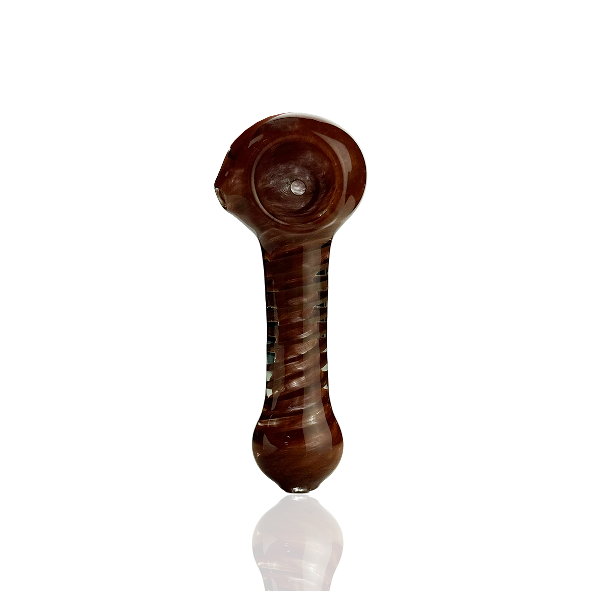 3.5" Hand Pipe Spoon with Spiral Design Glass Frit