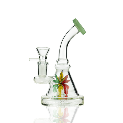 6" Water Pipe Leaf Print 14mm Male Bowl
