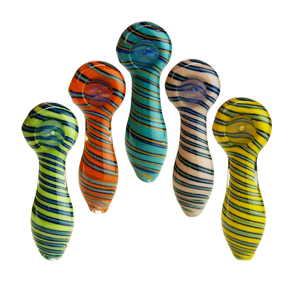 4.5" Hand Pipe Spoon Spiral Designs
