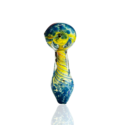 3.5" Hand Pipe Frit Spiral Fume Glass