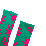 Pink Cannabis Leaf Socks Fits All, 70% Cotton, 25% Spandex, 5% Elastic