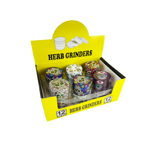 50mm Skull Print Grinder, 4 Parts, 12pcs Display