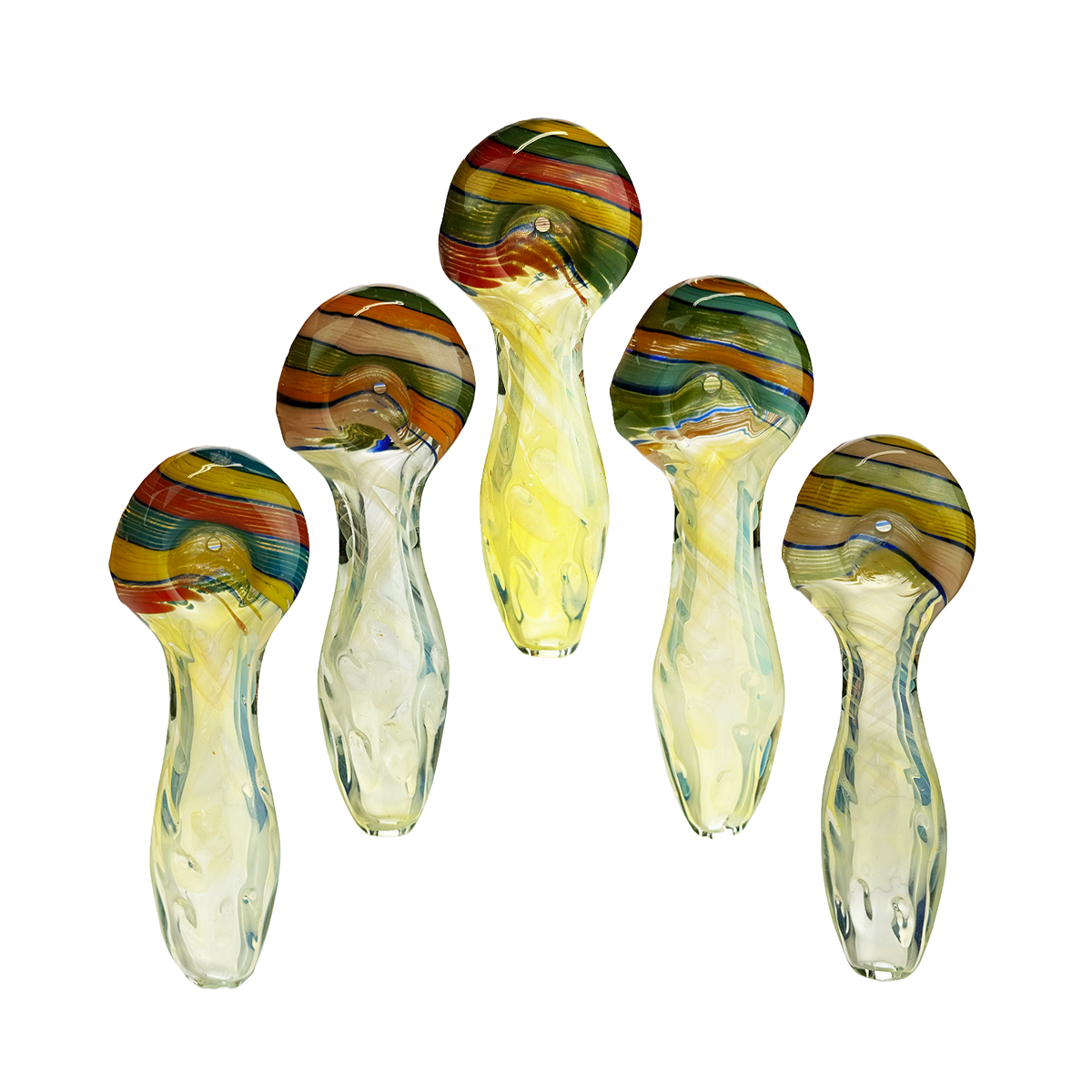 4.5" Hand Pipe Silver Fume Spiral Color Head