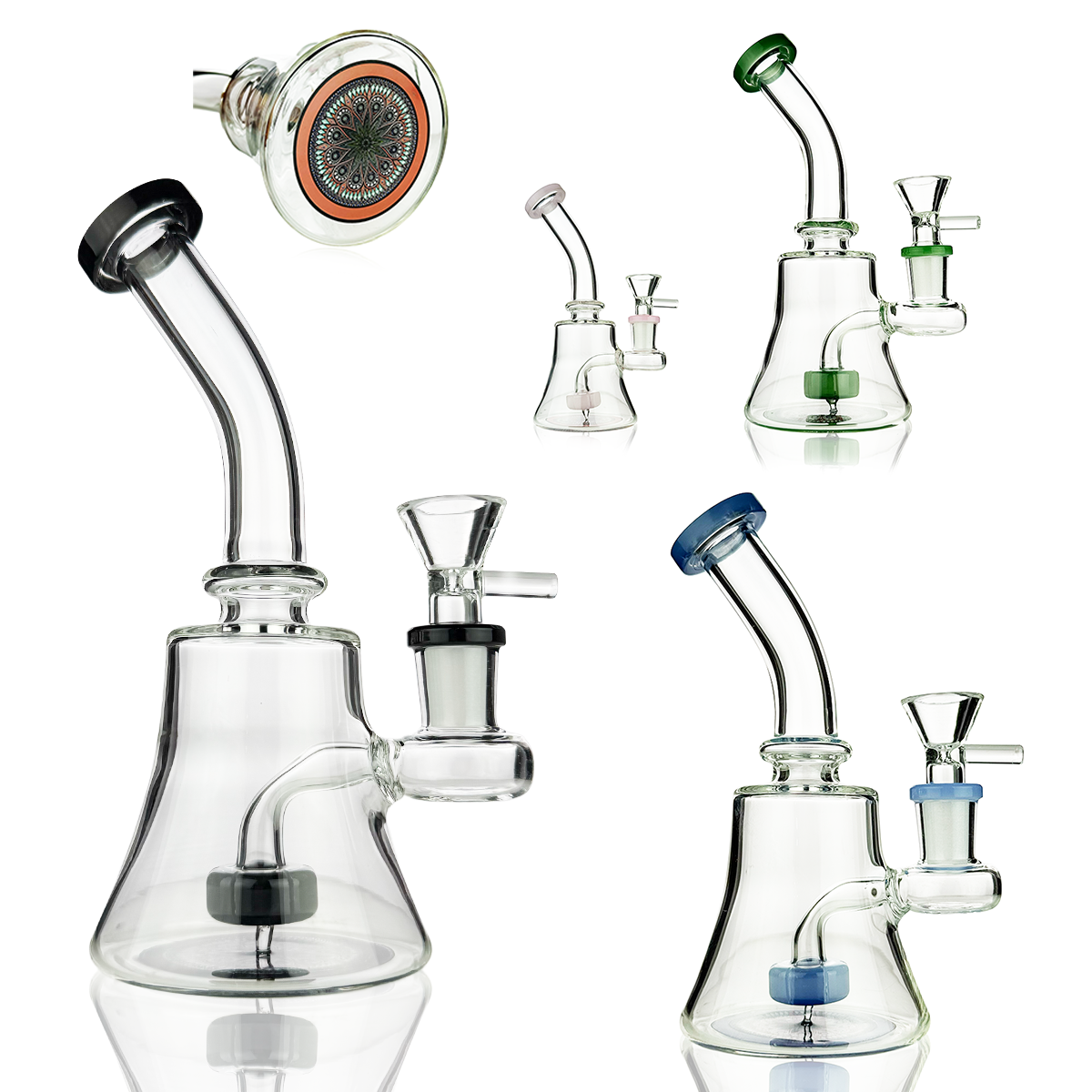 6" Water Pipe Bong with Sticker and 14mm Male Bowl