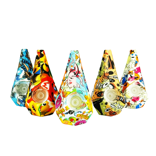 5" Silicone Hand Pipe Cone Style with Prints