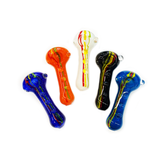 4.5" Hand Pipe Spoon with Frit Glass and Rasta Line