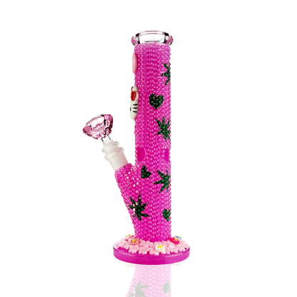 10" Pink Straight Shooter with Hand Male Glitters Art