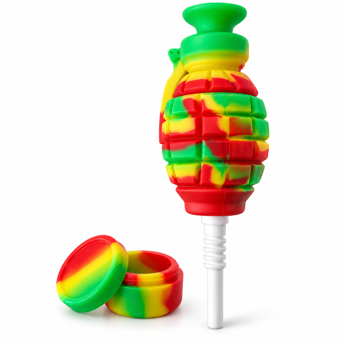 6.5-Inch Grenade Silicone Nectar Collector, 14mm Ceramic Tip & 5ml Jar
