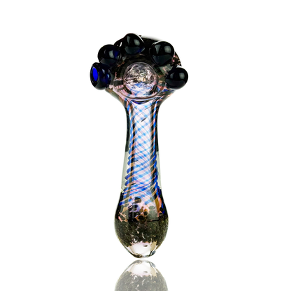 4.5" Hand Pipe Gold Fume Glass with Twisting Art and Color Frit