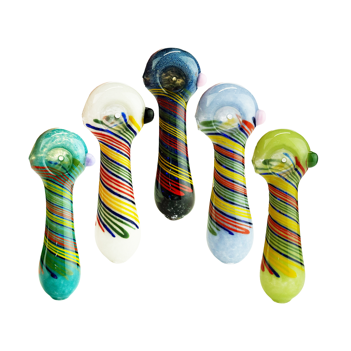 4.5" Hand Pipe Spoon Frit Glass Spiral Design