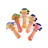 4.5" Flower Head Design Hand Pipe Gold Fume Glass