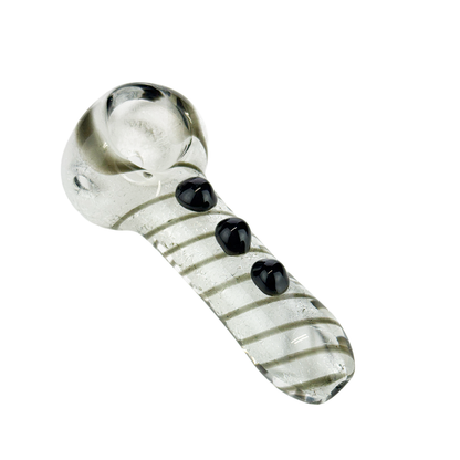 3.5" White Frit Hand Pipe with Buttons