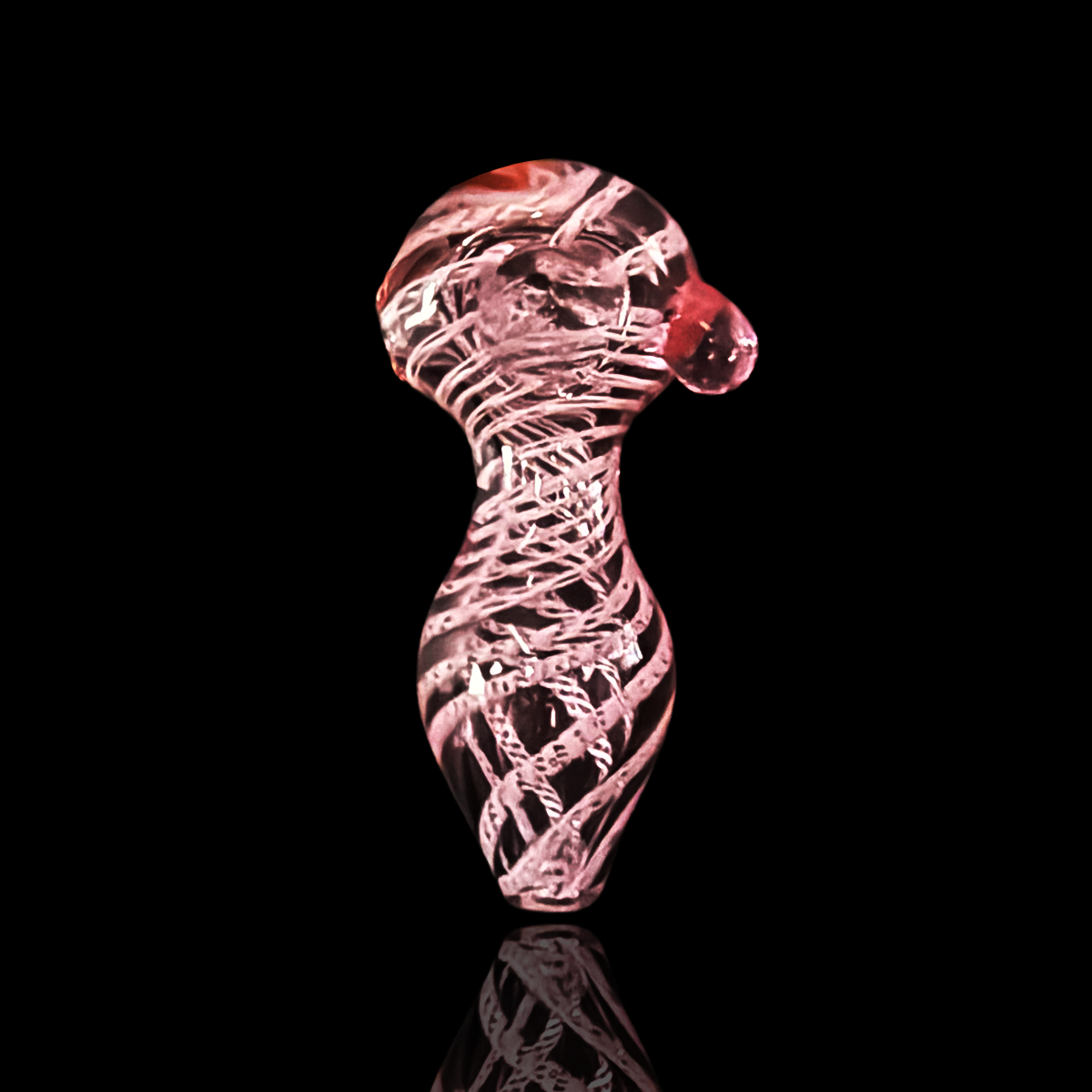 4" Pink Hand Pipe with Belly and Twisting Art