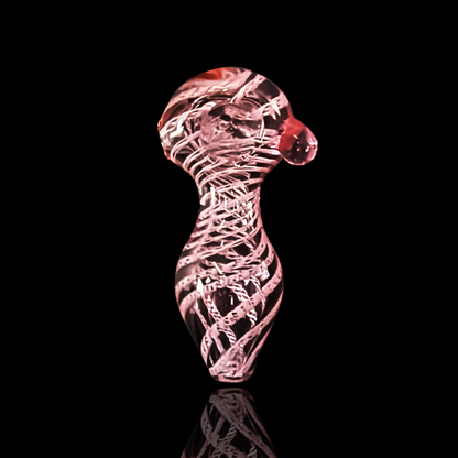 4" Pink Hand Pipe with Belly and Twisting Art
